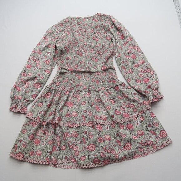 La Vie Rebecca Taylor Floral Dress XS Boho Fairy Smocked Romantic - Picture 5 of 12
